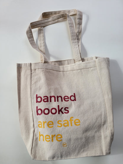 Banned Books Are Safe Here- Natural Tote bag